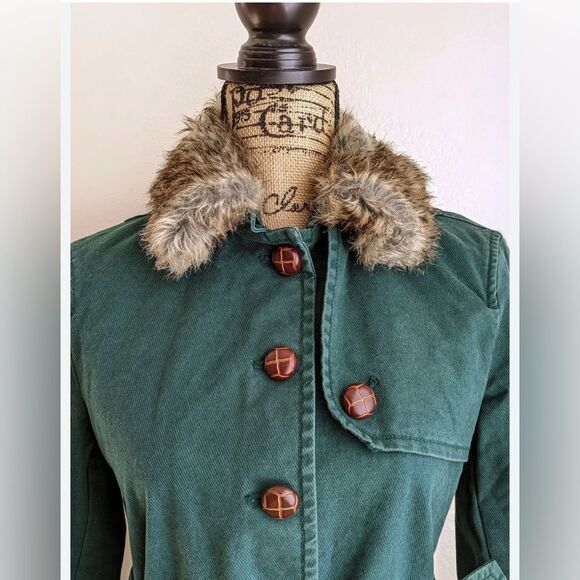 Vintage Gap barn jacket with fur collar and quilted vest liner in green Retro M - Picture 2 of 12